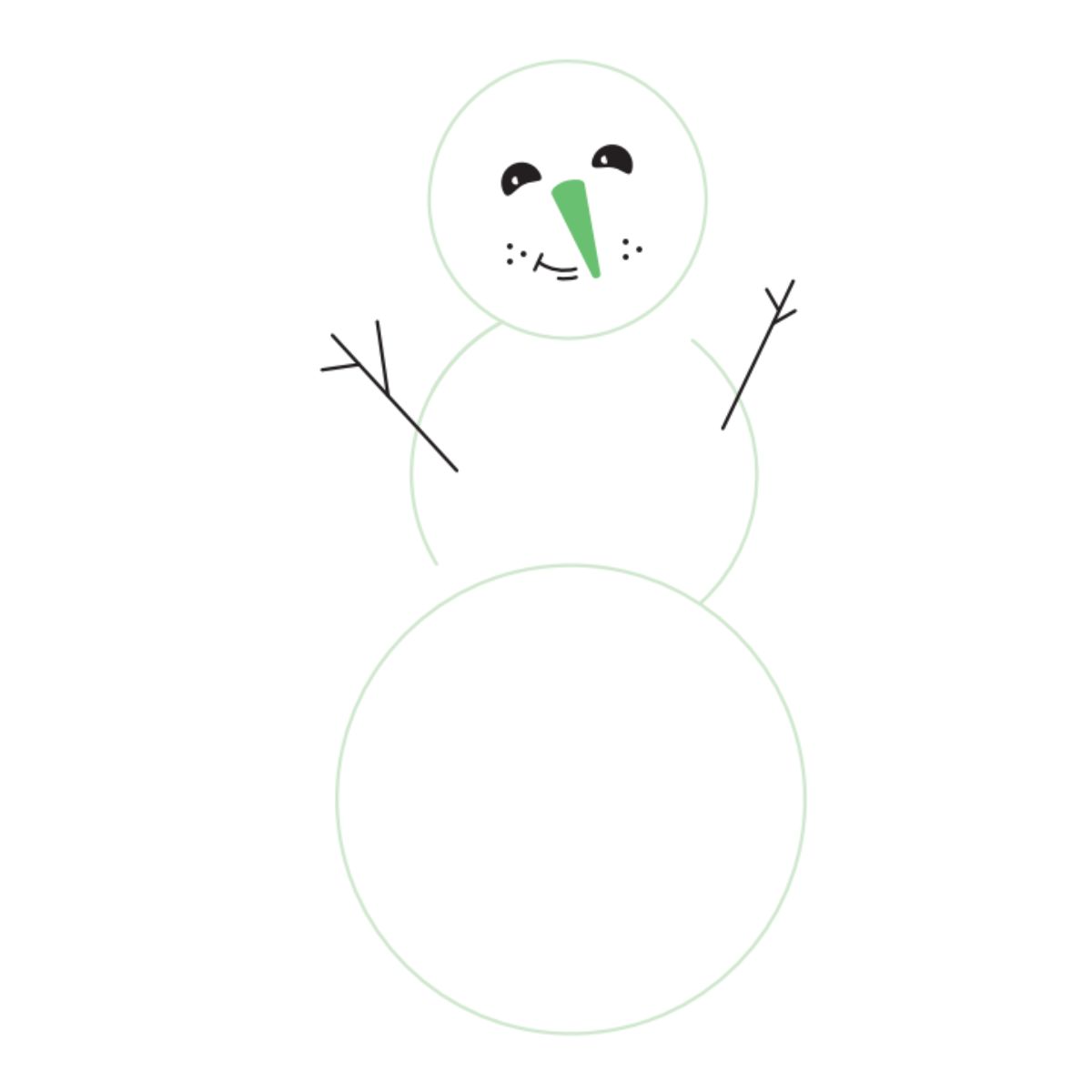 Schneemann mit grüner Umrandung und grüner Nase